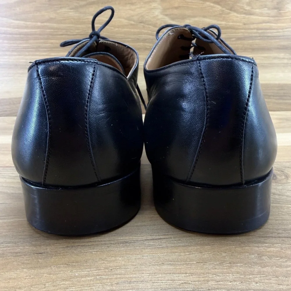 Magnanni Plain Toe Mens 11 Wide Black Leather Formal Business Dress Oxfords